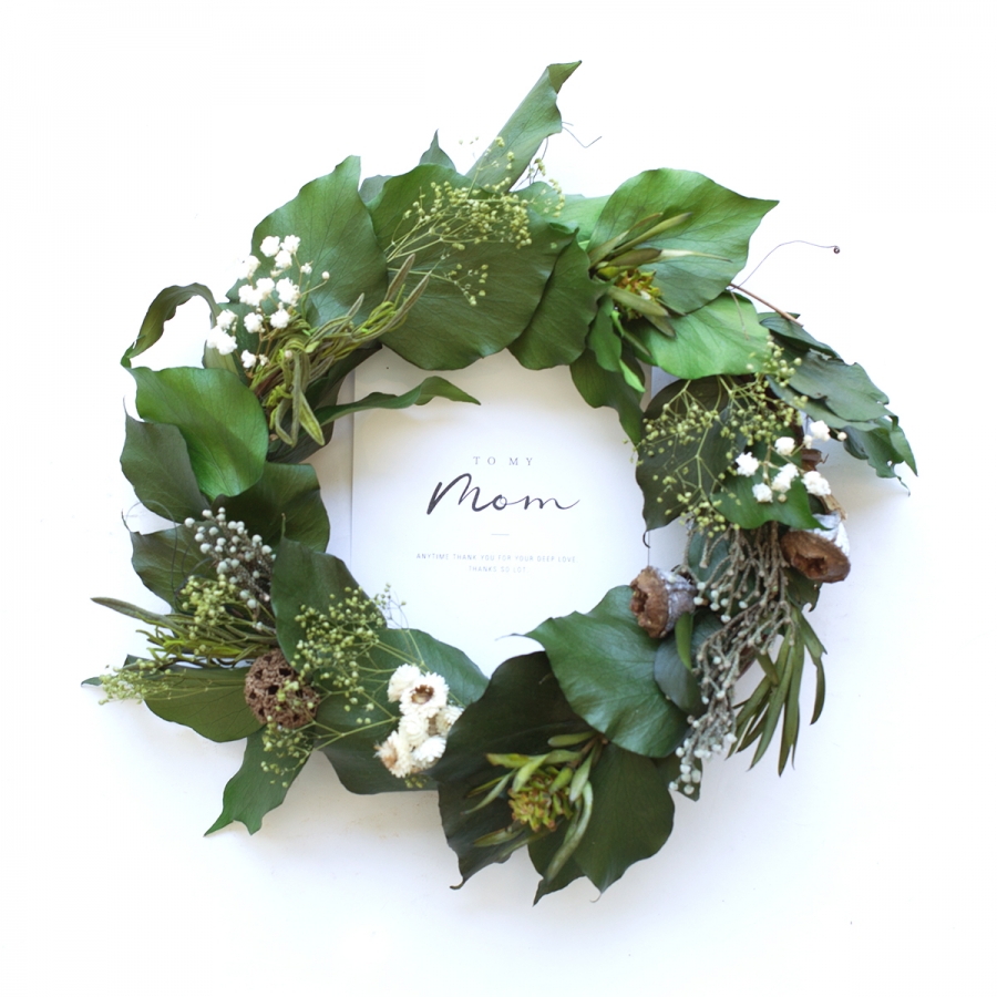 グリーンアイビーと小花のナチュラルリース(プリザーブドフラワー)